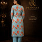 Sky Blue Floral Printed Kurta Pant Set with Matching Dupatta for Women.