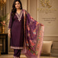 Deep Purple Embroidered Kurta Pant Set with Floral Printed Organza Dupatta for Women.