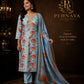 Sky Blue Floral Printed Kurta Pant Set with Matching Dupatta for Women.