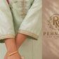 Mint Green Floral Embroidered Kurta Pant Set with Organza Dupatta for Women.