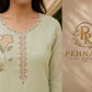 Mint Green Floral Embroidered Kurta Pant Set with Organza Dupatta for Women.