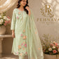 Mint Green Floral Embroidered Kurta Pant Set with Organza Dupatta for Women.