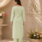 Mint Green Floral Embroidered Kurta Pant Set with Organza Dupatta for Women.