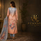 Peach & Sky Blue Floral Printed Kurta Pant Set with Matching Dupatta for Women.