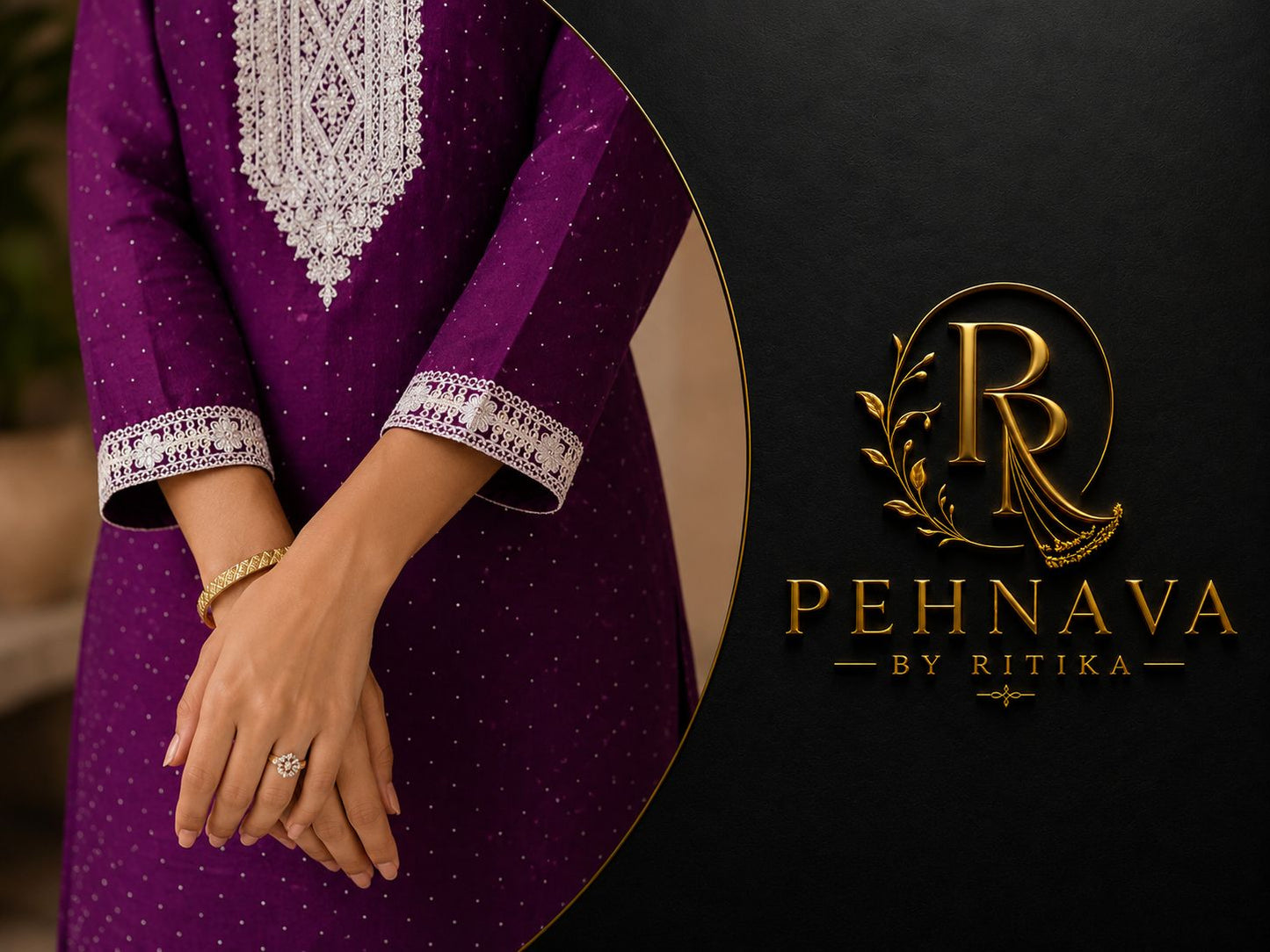 Wine Purple Embroidered Kurta Pant Set with Chiffon Dupatta for Women.