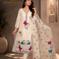 Off White Butterfly Printed Kurta Pant Set with Organza Dupatta for Women.