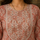 Dusty Rose Floral Printed Anarkali Suit Set with Elegant Dupatta for Women