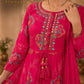 Fuchsia Pink Floral Printed Anarkali Suit Set with Embellished Dupatta for Women
