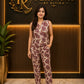 Beige Floral Printed Cotton Co-Ord Set for Women