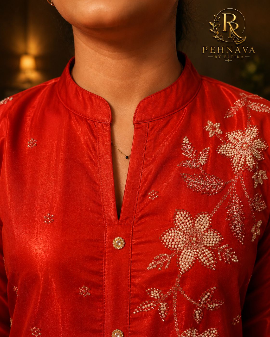 Rust Orange Embroidered  Co-Ord Set for Women