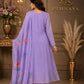 Lavender Floral Printed Anarkali Suit Set with Matching Dupatta for Women