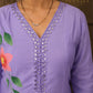Lavender Floral Printed Anarkali Suit Set with Matching Dupatta for Women