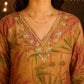 Mustard Beige Floral Printed Muslin Kurta Pant Set with Matching Dupatta for Women